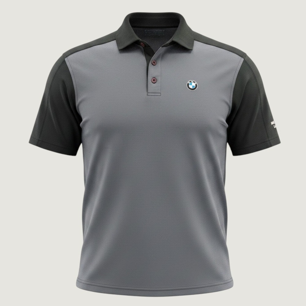 BMW performance Polo Shirt Men L Gray Black NAC Americas Las Vegas track racing